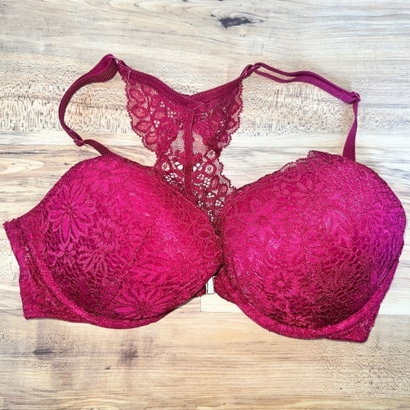Auden Red Pushup Demi Coverage Racerback Front Closure Bra Size 34D - Picture 1 of 5